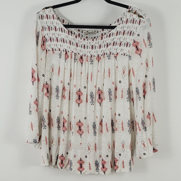 Lucky Brand Shirt Blouse Aztec Print - Picture 2 of 5